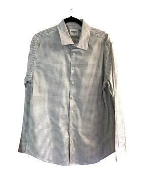 GOODIELLOW- MENS WHITE/BLACK LONG SLEEVE BUTTON DOWN SHIRT SIZE LARGE